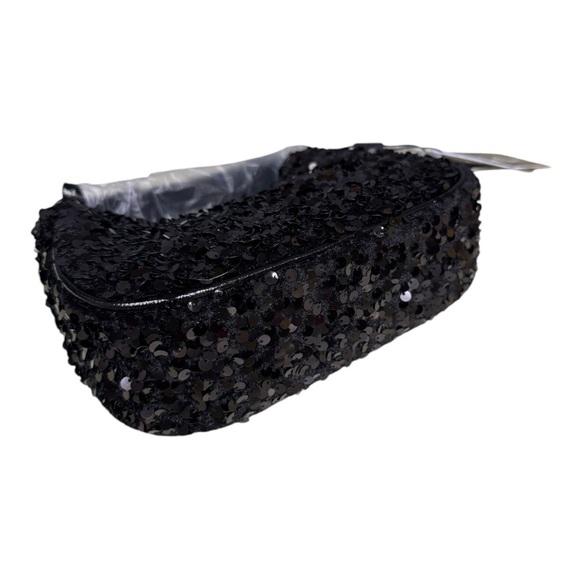 Nicole Miller Black Sequin Shoulder Bag Evening Purse - Picture 4 of 10